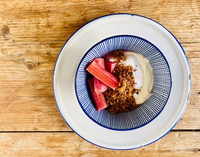 Rhubarb Compote with Crumble and natural yoghurt